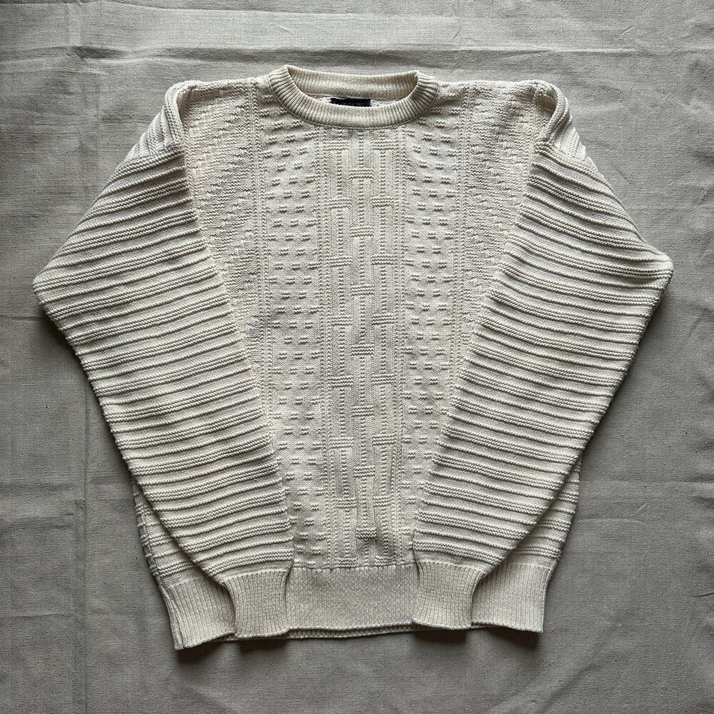 Vintage Colours by Alexander Julian Cotton Cable Knit Sweater Size Mens Large